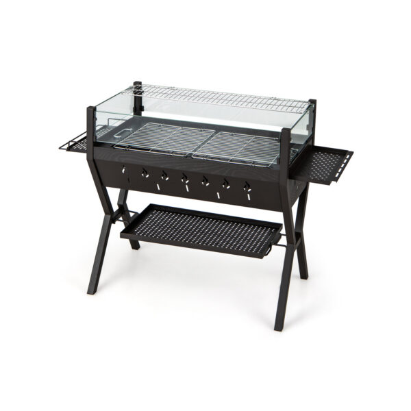 Grill süsi tuulekaitse ja maitsehoidjaga must